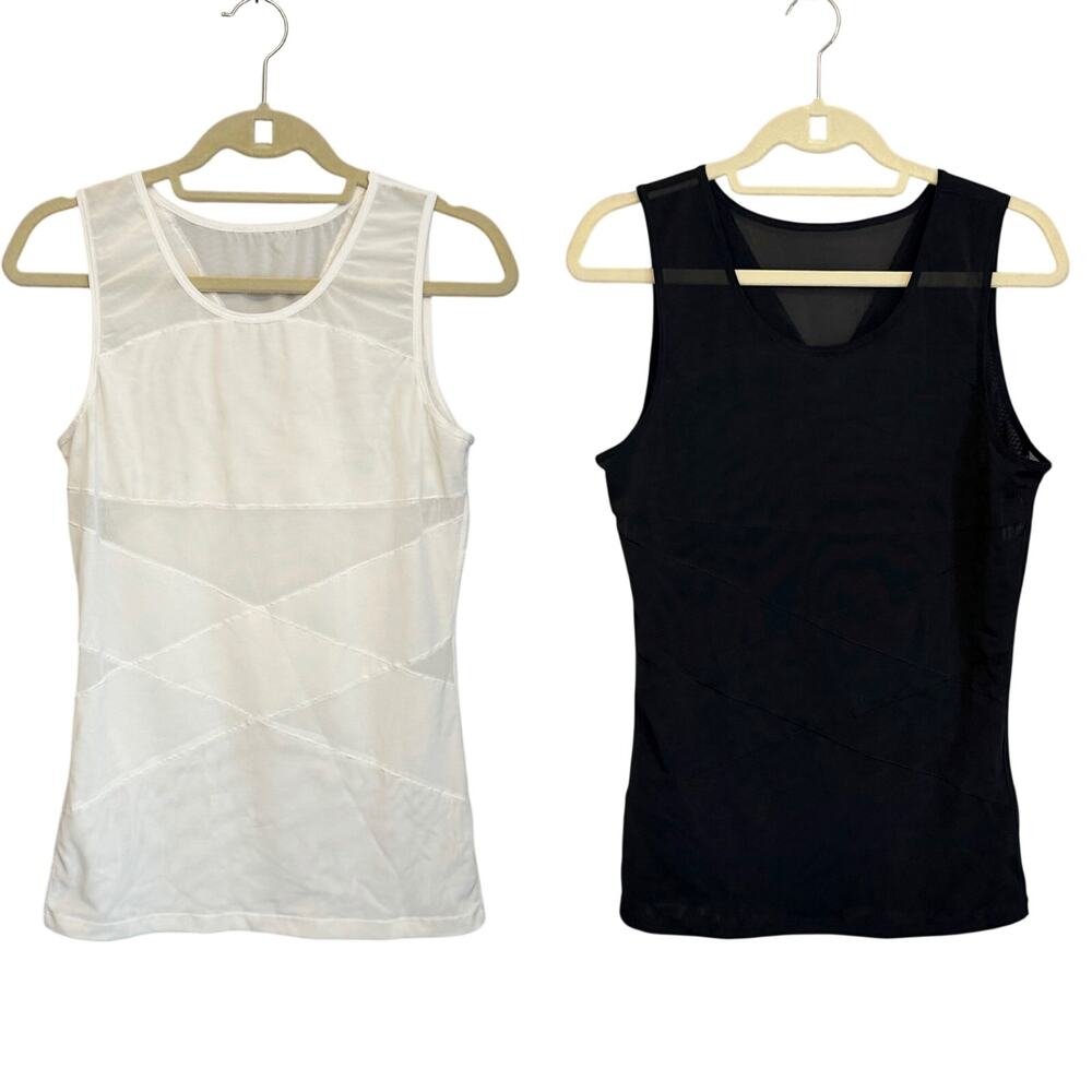 Lot of 3 Shapewear Tank Top XL Black White Compression Posture Support Camisole